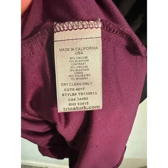 Trina Turk Lola Colorblock Purple and Black Cut out Dress 4 - Picture 9 of 10